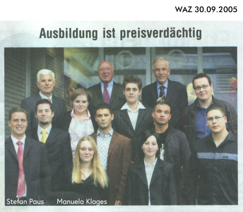 Diese Auszubildenden wurden 2005 mit dem Schauenburgpreis ausgezeichnet. Dazu gehören unsere Mitarbeiterin Manuela Klages und unser Werksschullehrer Stefan Paus