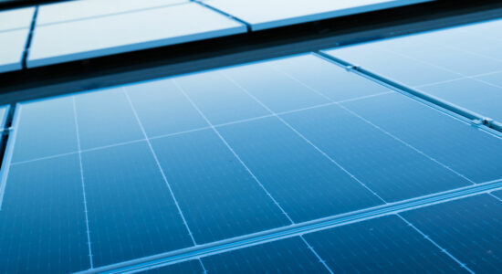 We have installed our own solar system on our hall roofs. Here you can see a close-up of solar panels
